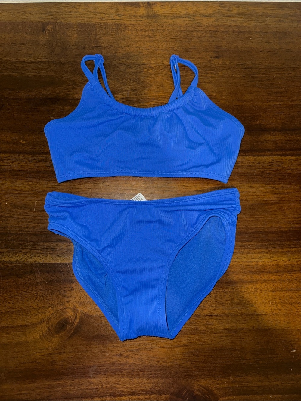 Blue Ribbed Two-Piece Girl Bikini Set size 6/7